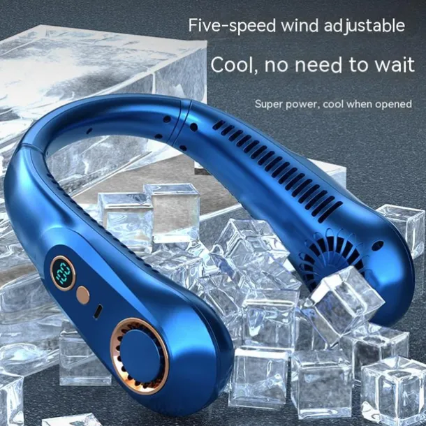 Mini Bladeless Neck Fan – USB Rechargeable Air Cooler with Digital Display, Portable Power Vent for Indoor and Outdoor Use