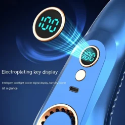 Mini Bladeless Neck Fan – USB Rechargeable Air Cooler with Digital Display, Portable Power Vent for Indoor and Outdoor Use