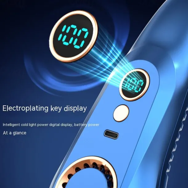 Mini Bladeless Neck Fan – USB Rechargeable Air Cooler with Digital Display, Portable Power Vent for Indoor and Outdoor Use