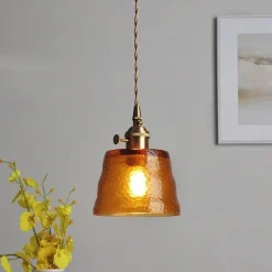 Mini Clear Glass Pendant Light with Switch Small Vintage Rustic Pendant Lamp Retro Farmhouse Pendant Light Fixture Decorative Pendant Lighting for Hallway Bedside Over Table