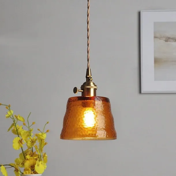 Mini Clear Glass Pendant Light with Switch Small Vintage Rustic Pendant Lamp Retro Farmhouse Pendant Light Fixture Decorative Pendant Lighting for Hallway Bedside Over Table