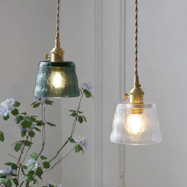 Mini Clear Glass Pendant Light with Switch Small Vintage Rustic Pendant Lamp Retro Farmhouse Pendant Light Fixture Decorative Pendant Lighting for Hallway Bedside Over Table