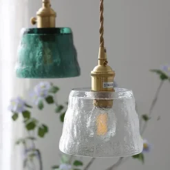 Mini Clear Glass Pendant Light with Switch Small Vintage Rustic Pendant Lamp Retro Farmhouse Pendant Light Fixture Decorative Pendant Lighting for Hallway Bedside Over Table