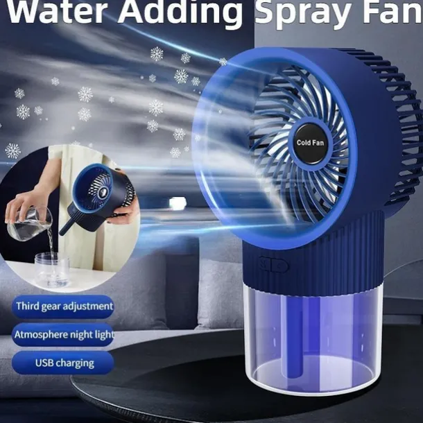Mini Desktop Air Cooler Spray Fan – USB Rechargeable Water Mist Humidifier Air Conditioner Fan for Home or Office