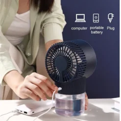 Mini Desktop Air Cooler Spray Fan – USB Rechargeable Water Mist Humidifier Air Conditioner Fan for Home or Office