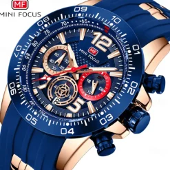 MINI FOCUS Men Quartz Watch Outdoor Sports Fashion Wristwatch Luminous Stopwatch Calendar Waterproof Silicone Gel Watch