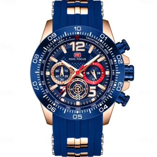 MINI FOCUS Men Quartz Watch Outdoor Sports Fashion Wristwatch Luminous Stopwatch Calendar Waterproof Silicone Gel Watch