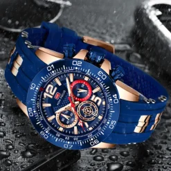 MINI FOCUS Men Quartz Watch Outdoor Sports Fashion Wristwatch Luminous Stopwatch Calendar Waterproof Silicone Gel Watch