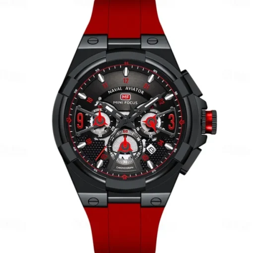 MINI FOCUS Men Quartz Watch Outdoor Fashion Casual Wristwatch Luminous Calendar Waterproof World Time Silicone Gel Watch