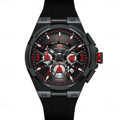 MINI FOCUS Men Quartz Watch Outdoor Fashion Casual Wristwatch Luminous Calendar Waterproof World Time Silicone Gel Watch