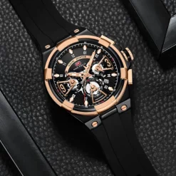 MINI FOCUS Men Quartz Watch Outdoor Fashion Casual Wristwatch Luminous Calendar Waterproof World Time Silicone Gel Watch