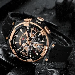MINI FOCUS Men Quartz Watch Outdoor Fashion Casual Wristwatch Luminous Calendar Waterproof World Time Silicone Gel Watch