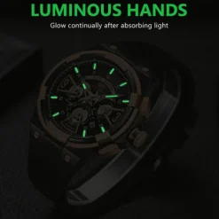MINI FOCUS Men Quartz Watch Outdoor Fashion Casual Wristwatch Luminous Calendar Waterproof World Time Silicone Gel Watch
