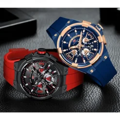MINI FOCUS Men Quartz Watch Outdoor Fashion Casual Wristwatch Luminous Calendar Waterproof World Time Silicone Gel Watch
