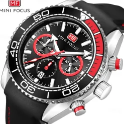 MINI FOCUS Men Quartz Watch Outdoor Fashion Casual Wristwatch Luminous Calendar Waterproof Decoration Silicone Gel Watch