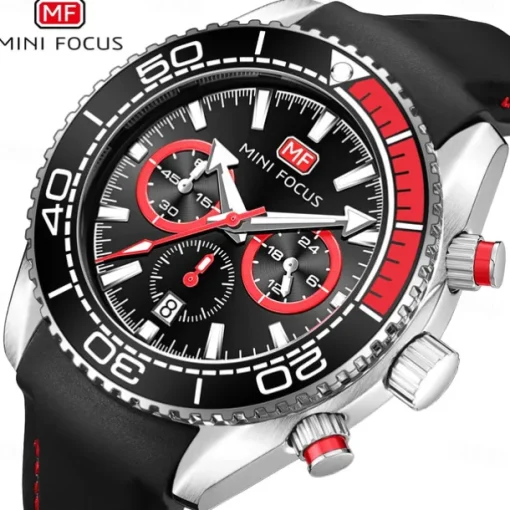 MINI FOCUS Men Quartz Watch Outdoor Fashion Casual Wristwatch Luminous Calendar Waterproof Decoration Silicone Gel Watch