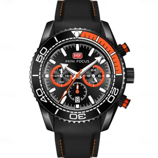 MINI FOCUS Men Quartz Watch Outdoor Fashion Casual Wristwatch Luminous Calendar Waterproof Decoration Silicone Gel Watch