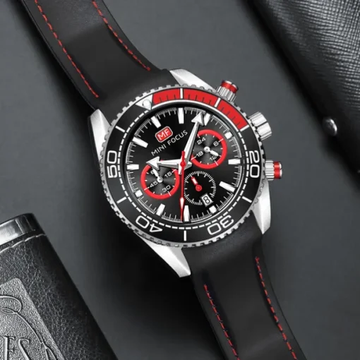 MINI FOCUS Men Quartz Watch Outdoor Fashion Casual Wristwatch Luminous Calendar Waterproof Decoration Silicone Gel Watch