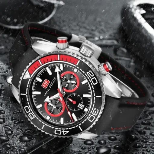 MINI FOCUS Men Quartz Watch Outdoor Fashion Casual Wristwatch Luminous Calendar Waterproof Decoration Silicone Gel Watch
