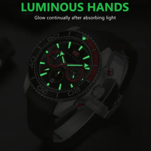 MINI FOCUS Men Quartz Watch Outdoor Fashion Casual Wristwatch Luminous Calendar Waterproof Decoration Silicone Gel Watch