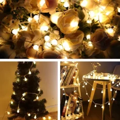 Mini Globe String Lights Solar LED Fairy String Lights Waterproof 12M 7M 6.5M 8 Modes Lighting Outdoor Garden Decoration Light Christmas Tree Hanging Lights Balcony Yard Wedding Party Holiday Decor