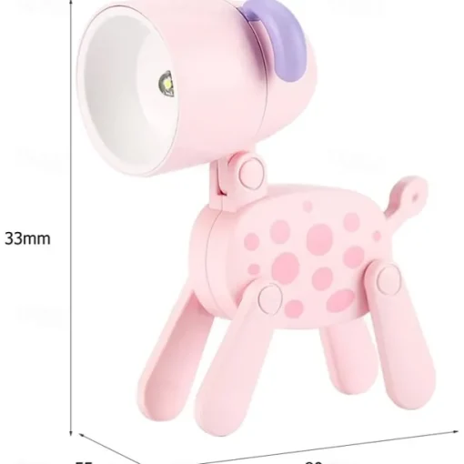 Mini Night Lights LED Cute Christmas Gift Creative Cartoon Dinosaurs Dog and Xmas Elk Foldable Small Table Lamp with Battery