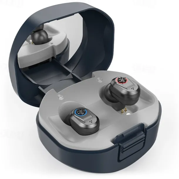 Mini Portable TWS Hearing Aids Charging Compartment Hearing Aids Invisible In-Ear Long Endurance Audiphone Magnetic Charging Assisted Listen Sound Amplifier for Elderly Person