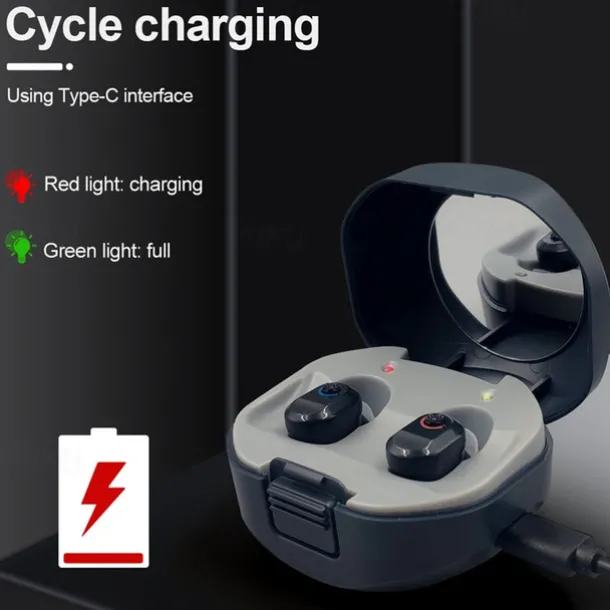 Mini Portable TWS Hearing Aids Charging Compartment Hearing Aids Invisible In-Ear Long Endurance Audiphone Magnetic Charging Assisted Listen Sound Amplifier for Elderly Person