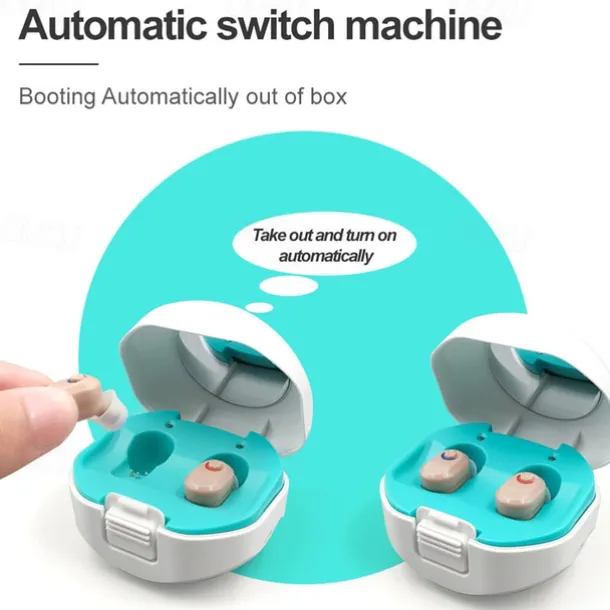 Mini Portable TWS Hearing Aids Charging Compartment Hearing Aids Invisible In-Ear Long Endurance Audiphone Magnetic Charging Assisted Listen Sound Amplifier for Elderly Person