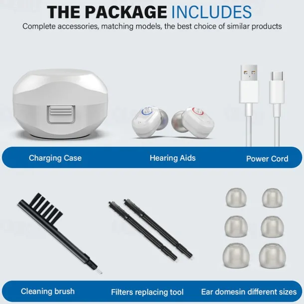 Mini Portable TWS Hearing Aids Charging Compartment Hearing Aids Invisible In-Ear Long Endurance Audiphone Magnetic Charging Assisted Listen Sound Amplifier for Elderly Person