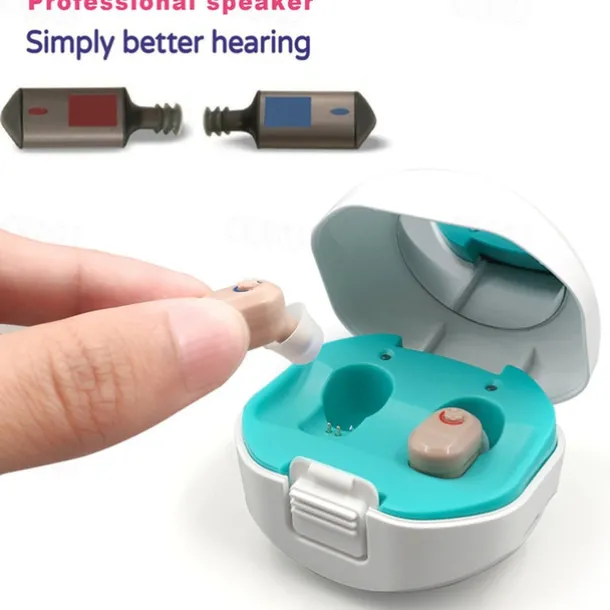 Mini Portable TWS Hearing Aids Charging Compartment Hearing Aids Invisible In-Ear Long Endurance Audiphone Magnetic Charging Assisted Listen Sound Amplifier for Elderly Person