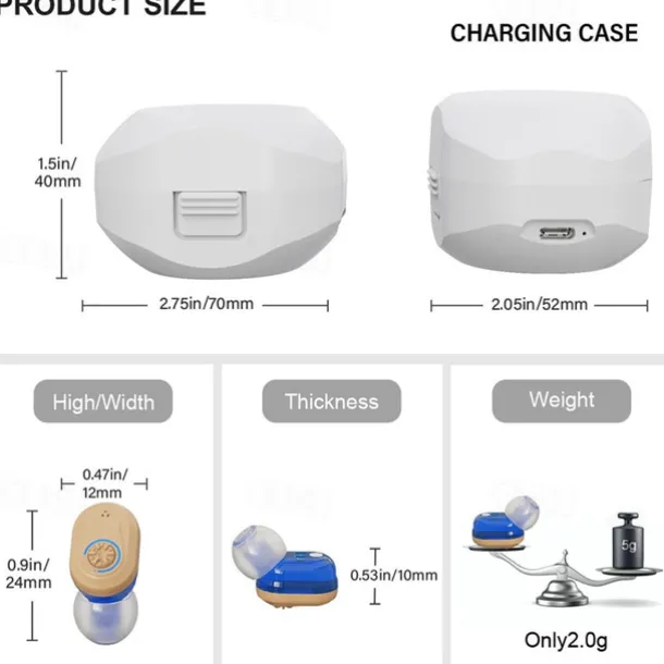 Mini Portable TWS Hearing Aids Charging Compartment Hearing Aids Invisible In-Ear Long Endurance Audiphone Magnetic Charging Assisted Listen Sound Amplifier for Elderly Person