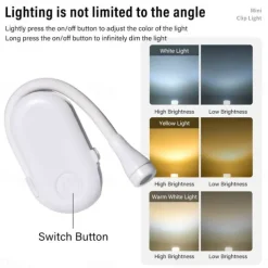 Mini Table Lamp Storage Clip USB Charging 3-color Temperature Stepless Dimming Lamp LED Mini Book Clip Night Light 3W