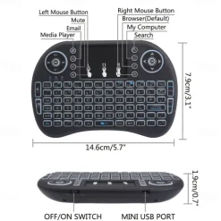 Mini Wireless Keyboard with Multi-touch Touchpad 7 Colors Backlight Wireless Touchable Remote Control for Smart TV Box Desktop Touchpad PC