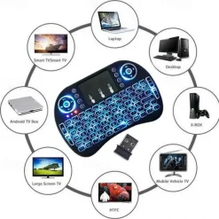 Mini Wireless Keyboard with Multi-touch Touchpad 7 Colors Backlight Wireless Touchable Remote Control for Smart TV Box Desktop Touchpad PC