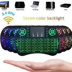 Mini Wireless Keyboard with Multi-touch Touchpad 7 Colors Backlight Wireless Touchable Remote Control for Smart TV Box Desktop Touchpad PC