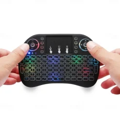 Mini Wireless Keyboard with Multi-touch Touchpad 7 Colors Backlight Wireless Touchable Remote Control for Smart TV Box Desktop Touchpad PC
