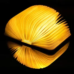 Mini Wooden Book Lamp - Folding LED Mood Light, USB Rechargeable Table Lamp for Home Decor