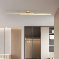 Minimalist Ceiling Light Long Strip Semi Flush Mount Ceiling Lamp, Modern Chandeliers Linear Close-to-Ceiling Lights for Living Room Bedroom Hallway Kitchen ONLY DIMMABLE with REMOTE CONTROL 110-240V