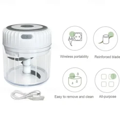 250mL Mini Electric Garlic Chopper Ginger Masher Machine Chili Vegetable Crusher Kitchen Tool Sturdy Durable USB Charging