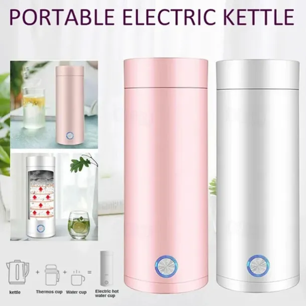 400ml Portable Electric Kettles Cup Smart Hot Water Tea Coffee Stainless Heater Travel