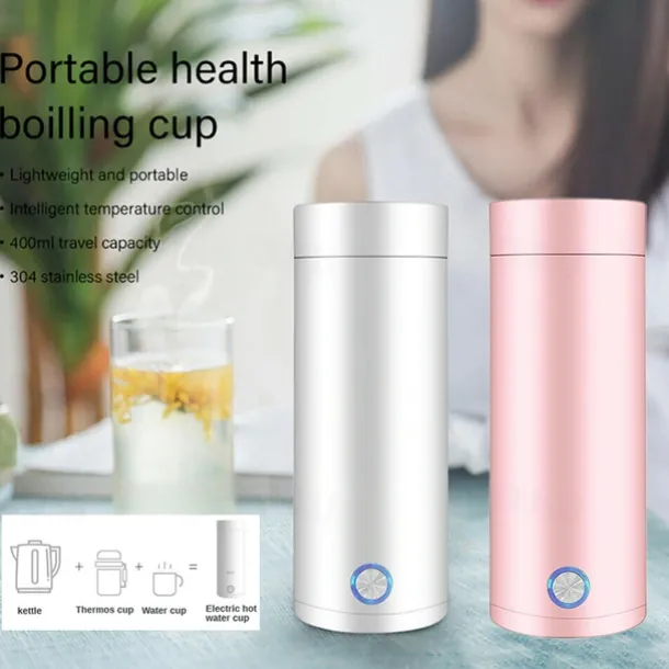 400ml Portable Electric Kettles Cup Smart Hot Water Tea Coffee Stainless Heater Travel