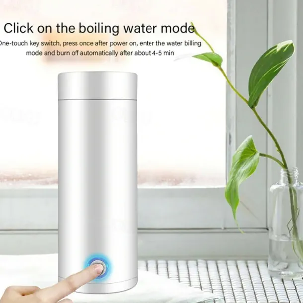 400ml Portable Electric Kettles Cup Smart Hot Water Tea Coffee Stainless Heater Travel