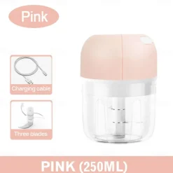 250mL USB Charging Mini Electric Garlic Chopper Ginger Masher Machine Chili Vegetable Crusher Kitchen Tools