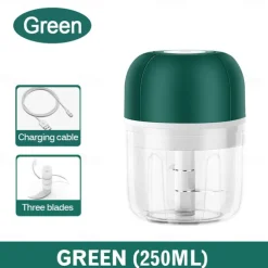 250mL USB Charging Mini Electric Garlic Chopper Ginger Masher Machine Chili Vegetable Crusher Kitchen Tools