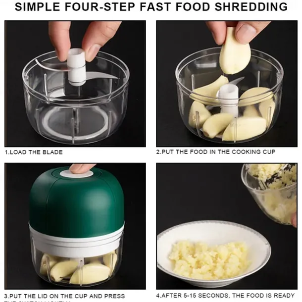 250mL USB Charging Mini Electric Garlic Chopper Ginger Masher Machine Chili Vegetable Crusher Kitchen Tools