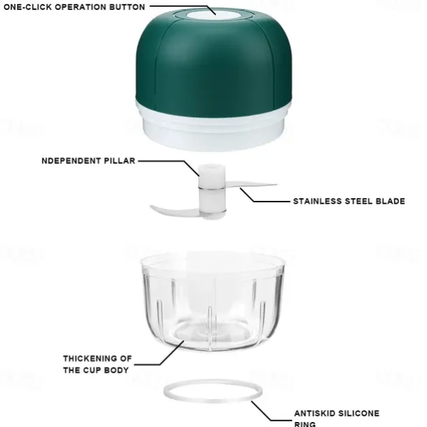 250mL USB Charging Mini Electric Garlic Chopper Ginger Masher Machine Chili Vegetable Crusher Kitchen Tools