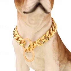 15mm Ebay Titanium Steel Stainless Steel Golden Pitbull Pet Large Dog Chain Pet Chain Collar