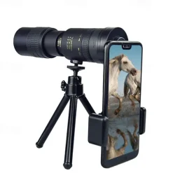 10-30040mm HD Monocular Telescope With Smartphone Adapter Clear BAK4 Prism FMC Lens Monocular For Star Watching Bird Watching Hunting Camping Football Game Watching Super Foot Bowl Accessories