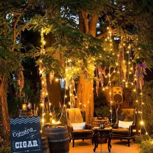 50M/100M LED Fairy Lights Outdoor String Lights Garland Christmas Tree, 400/800 , IP65 Waterproof for Garden Yard, Wedding Party Holiday Landscape Decoration, Blue/Colorful, DC31V EU/US/AU/UK Plug